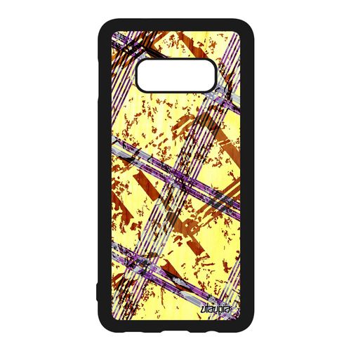 Coque Telephone Samsung Galaxy S10e Silicone Carreau Tartan Bumper Jolie Portable Rigide Case Jaune Fond Design Effet Abstrait Motif