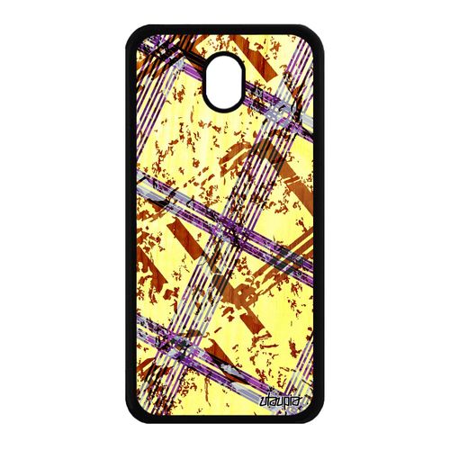 Coque Silicone Samsung Galaxy J7 2017 Pro Carreau Tartan Geometrie Pas Cher Gel Motif Design Etui Jaune Portable Abstrait Fond Effet