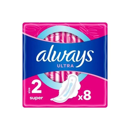 Serviette Hygiénique - Always - Ultra 2 Super - Absorption Instantdry - Flex & Fit - 8 Pcs 