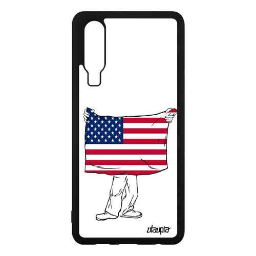Coque Huawei P30 silicone drapeau etats unis usa americain jeux olympiques foot smartphone basket NBA antichoc jo noir football NFL