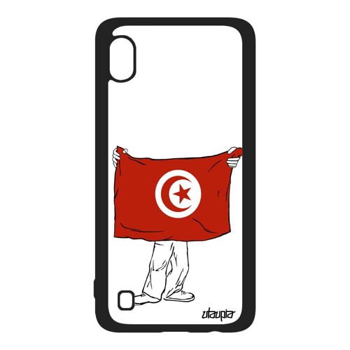 Coque Silicone Samsung Galaxy A10 Drapeau Tunisie Tunisien Jeux Olympiques Coupe Du Monde Foot Portable Football Coupe D'afrique Jo