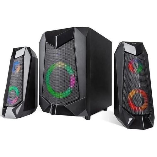 Haut-parleurs 2.1 - Tracer - Hi-Cube RGB Flow - Noir Bois - 20W - Filaire