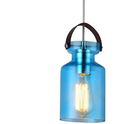 Suspension - Platinet - Zefir - Verre Bleu - 12cm x 20cm - E27 40W