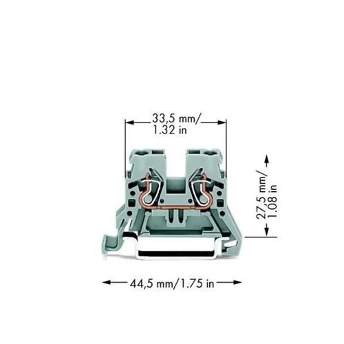 Borne de passage - WAGO - 870-901 - Ressort de traction 5mm - Couleur Gris - Pack de 100