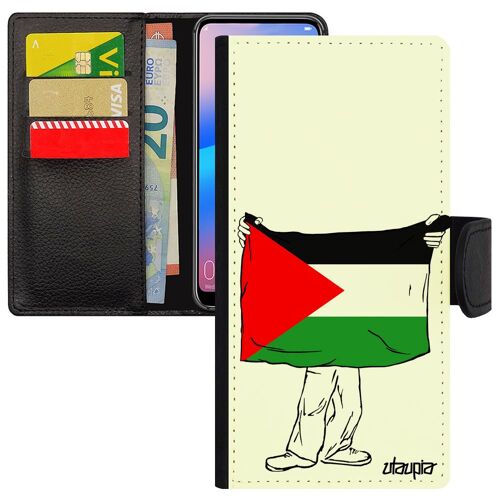 Coque Drapeau Palestine Palestinien Pour P30 Pro Cuir Rabat Portefeuille Foot Portable Antichoc Jo Football Pas Cher Vog-L29 Huawei