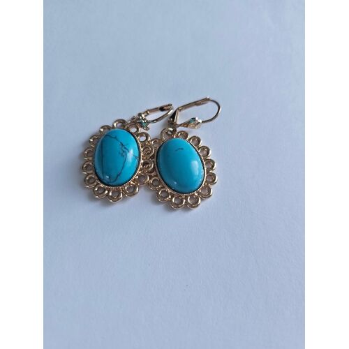 Bijoux//Boucles D'oreilles (Couleur Bleu Et Doré)