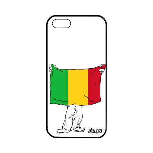 Coque Apple Iphone 5 5s Se Silicone Drapeau Mali Malien Aluminium Football Case Housse Solide Personnalisé Foot Basket Jo Can Motif