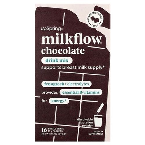 Upspring, Milkflow®, Mélange À Boire, Chocolat, 16 Sachets Individuels, 15 G Chacun