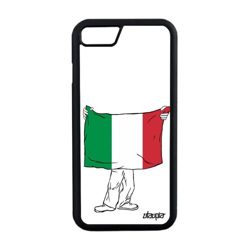 Coque Iphone 7 En Silicone Drapeau Italie Italien Basket Coupe Du Monde Coupe D'europe Rugby De Protection 4g Euro Solide Foot