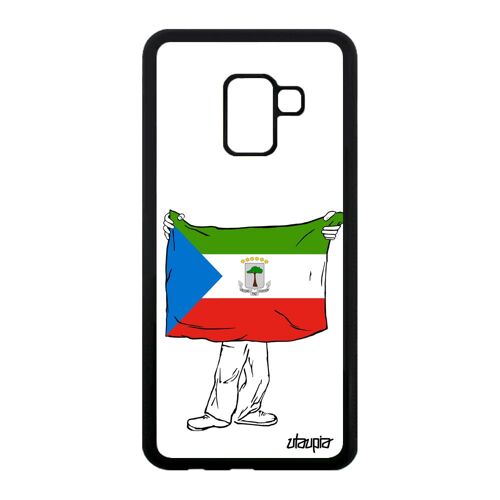 Coque Samsung Galaxy A8 2018 silicone drapeau guinee equatoriale guineen noir jo CAN basket foot football portable de made in France