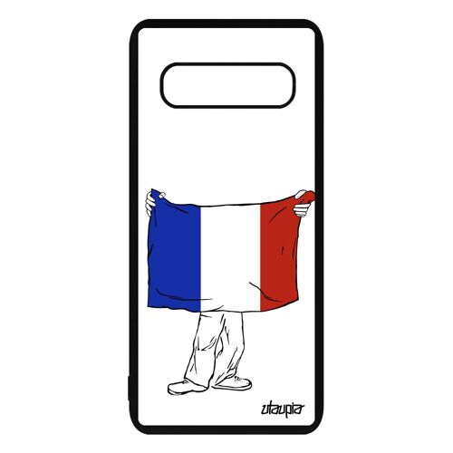 Coque Samsung S10 silicone drapeau france français football noir jeux olympiques telephone bleu blanc rouge rugby jo etui galaxy