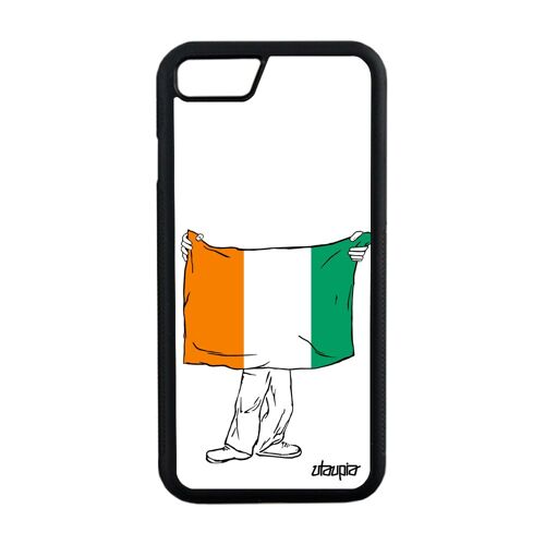 Coque Silicone Iphone 7 Drapeau Cote D'ivoire Ivoirien Coupe D'afrique Bumper Foot Coupe Du Monde Jo Basket Etui Telephone Can