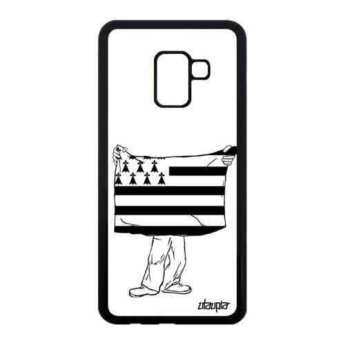Coque A8 2018 Silicone Drapeau Bretagne Breton Region Basket Telephone Foot Football Case 4g Antichoc Made In France Samsung Galaxy