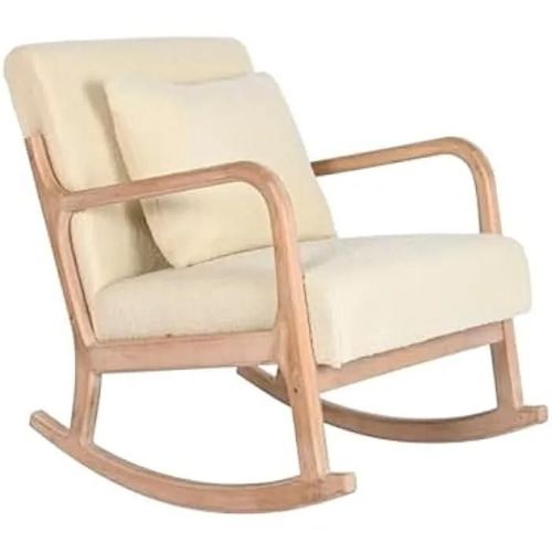 Chaise À Bascule - Home Esprit - Blanc Naturel - Bois De Caoutchouc - 1 Place - Design Contemporain