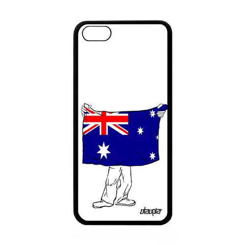 Coque Iphone 5c Silicone Drapeau Australie Australien Jeux Olympiques Jo Foot Telephone Football Original Rugby Antichoc Noir Apple