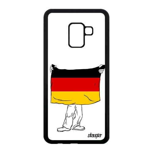 Coque Samsung A8 2018 silicone drapeau allemagne allemand portable foot noir coupe d'europe football Euro jo coupe du monde galaxy