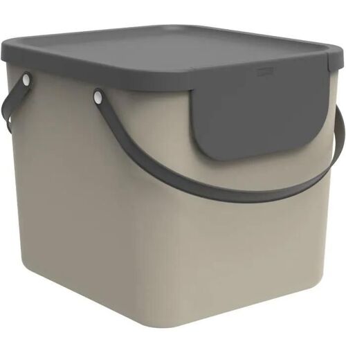 Rotho Albula Système de séparation des déchets 40l pour la cuisine, Plastique (PP) sans BPA, cappuccino/anthracite, 40l (39,8 x 35,8