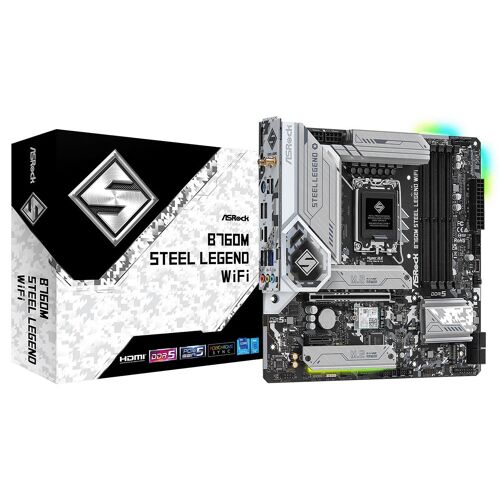 Carte Mère ASRock B760M Steel Legend WiFi Intel 1700 Intel B760 DDR5 Micro ATX Noir