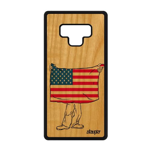 Coque Galaxy Note 9 Bois Silicone Drapeau Etats Unis Usa Americain Personnalisé Case Foot Bumper Nba Basket Coupe Du Monde Samsung