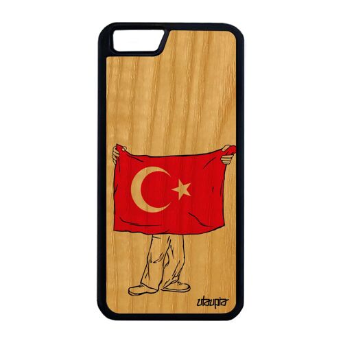 Coque Iphone 6 6s Plus Vrai Bois Silicone Drapeau Turquie Turc Basket Foot Portable Rigide Jo Antichoc Euro Coupe D'europe De