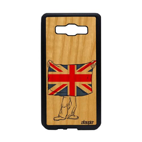 Coque Silicone A5 2015 Bois Drapeau Union Jack Angleterre Anglais Britannique United Kingdom Football Case Angleterre Samsung Galaxy