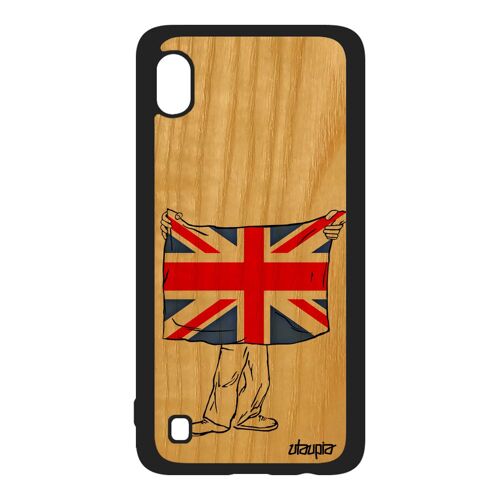 Coque Silicone Samsung A10 Bois Drapeau Union Jack Angleterre Anglais Housse Coupe D'europe Basket Foot Antichoc 4g Football Galaxy