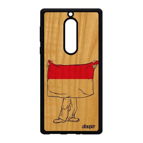 Coque En Bois Silicone Nokia 5 Drapeau Monaco Monegasque Football Personnalisé Foot De Protection Basket Dessin Telephone Portable