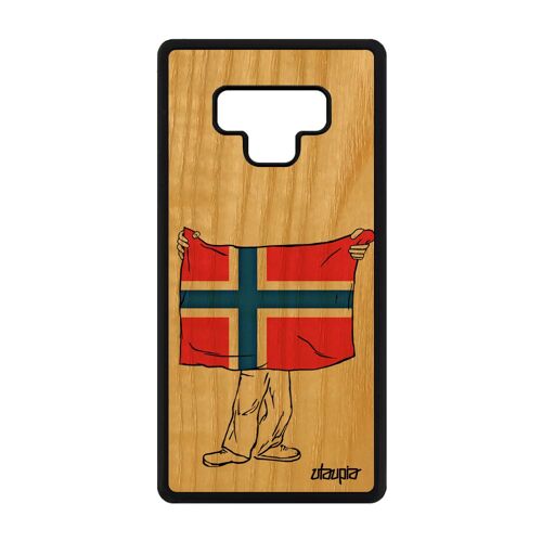 Coque Pour Note 9 En Bois Silicone Drapeau Norvege Norvegien Coupe Du Monde Original Smartphone Jo Football Antichoc Samsung Galaxy
