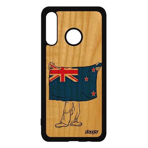 Coque Rigide Pour Huawei P30 Lite Bois Silicone Drapeau Nouvelle Zelande Neo Zelandais Foot Football Basket Jeux Olympiques Rugby De