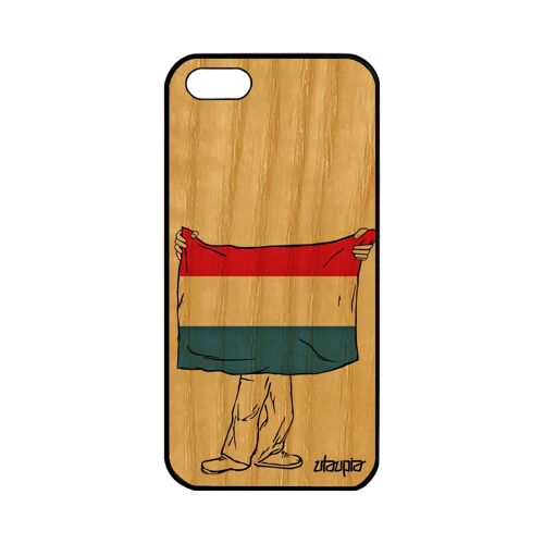 Coque Silicone Iphone 5 5s Se Bois Drapeau Pays Bas Hollande Hollandais Foot Antichoc Coupe D'europe Basket 4g Made In France Apple