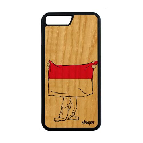 Coque Bois Silicone Iphone 8 Plus Drapeau Monaco Monegasque Portable Foot De Protection Basket Smartphone Telephone Football