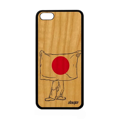 Coque Apple Iphone 5c En Bois Silicone Drapeau Japon Japonais Foot Smartphone Jo Rugby Gel Antichoc Basket Original De Protection