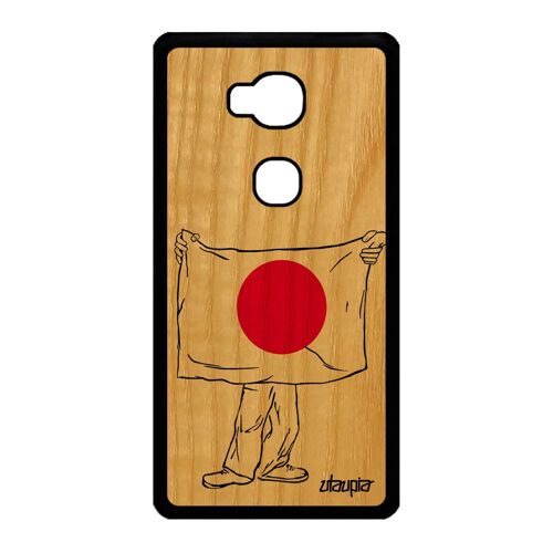 Coque Bois Silicone Pour Honor 5x Drapeau Japon Japonais Jo Coupe Du Monde Portable Dessin Frêne Foot Jeux Olympiques Football Rugby