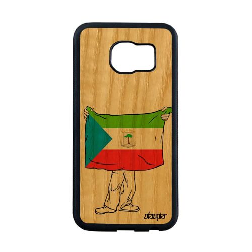 Coque Bois Samsung Galaxy S6 Edge Silicone Drapeau Guinee Equatoriale Guineen Can Gel Basket Foot Rigide Coupe D'afrique Portable De