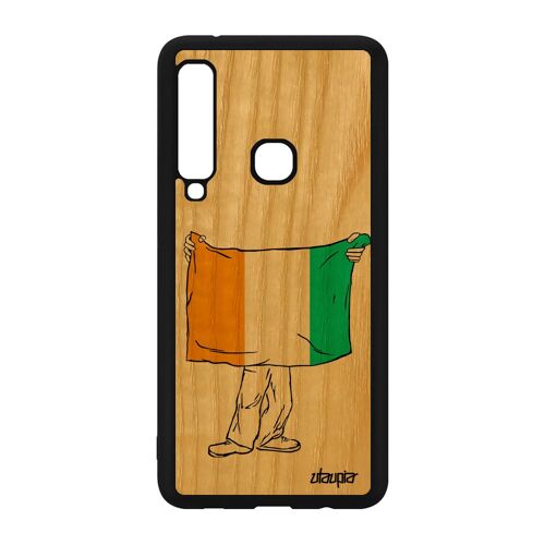 Coque Silicone Galaxy A9 2018 En Bois Drapeau Cote D'ivoire Ivoirien Coupe D'afrique Coupe Du Monde Football Jo Souple Foot Samsung