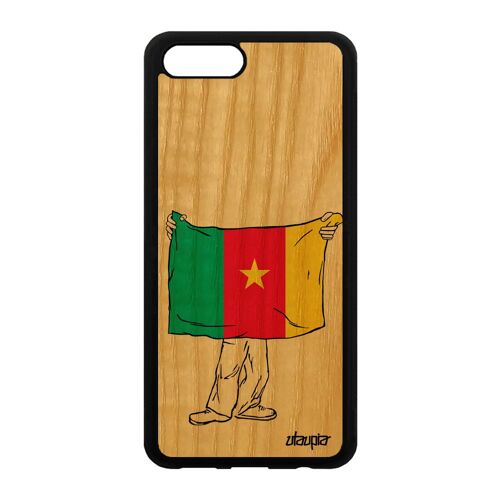 Coque En Bois Drapeau Cameroun Camerounais Pour Honor V10/View 10 Silicone Coupe Du Monde Football Case Jeux Olympiques Antichoc Can