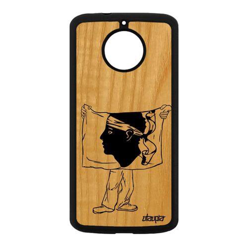 Coque Antichoc Motorola Moto E4 Plus Bois Silicone Drapeau Corse Portable Football Corsica Foot Personnalisé Basket Dessin Gel De