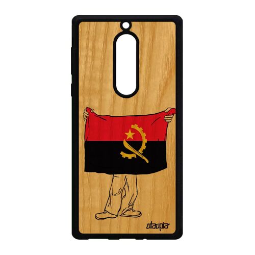Coque Nokia 5 Bois Silicone Drapeau Angola Angolais Foot Coupe Du Monde Case Jo Jeux Olympiques Basket Design Coupe D'afrique Can De