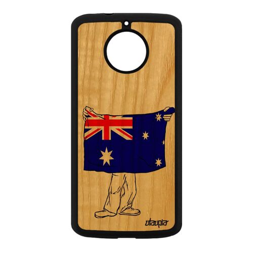 Coque Silicone Motorola Moto E4 Plus Bois Drapeau Australie Australien Basket Case Foot Football Etui Jo Smartphone Jeux Olympiques