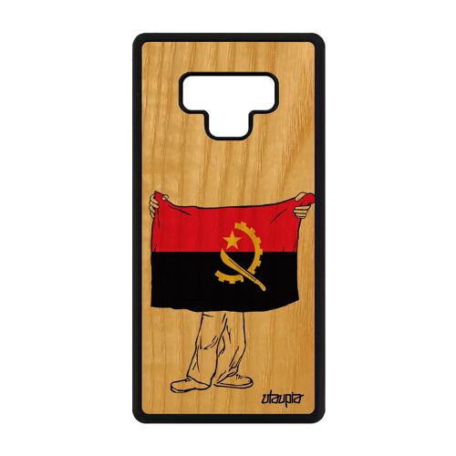 Coque Silicone Drapeau Angola Angolais Pour Note 9 Vrai Bois Jo De Protection Frêne Etui Mobile Foot Unique Telephone Samsung Galaxy