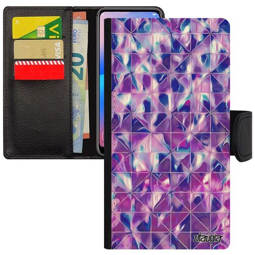 Coque iPhone 11 pro max cuir silicone design carreau motif original de protection telephone fond 256 Go violet etui geometrie