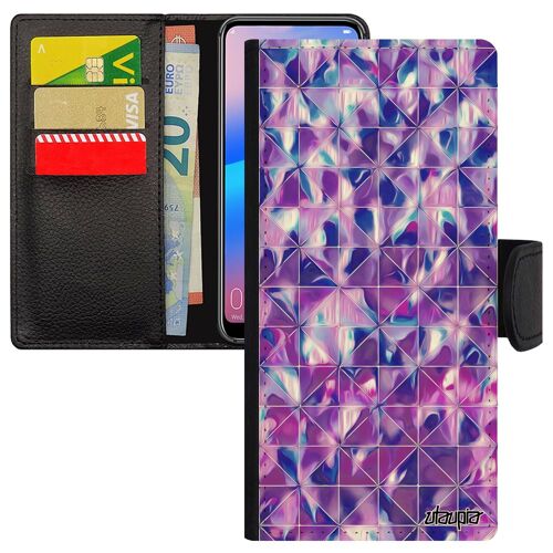 Coque Rabat Samsung A25 5g En Simili Cuir Design Carreau Marbre Case Original De Protection Violet Texture Sm-A256e/Ds Rigide Galaxy