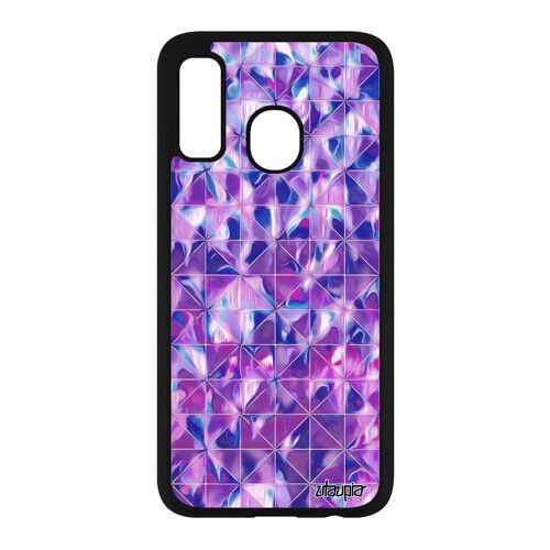 Coque design carreau Galaxy A40 silicone fond metal personnalisé violet losange housse motif original geometrie marbre case Samsung