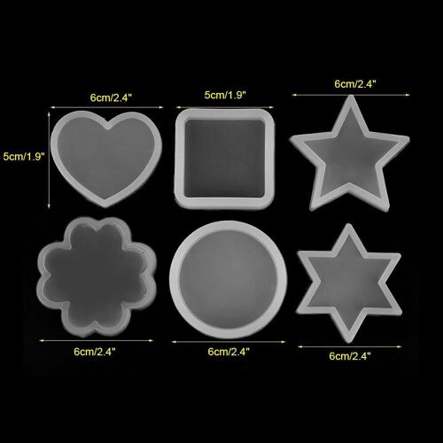 Kalanka-6types Moule De Silicone, Moule Cercle Carré Coeur Forme D'étoile Gâteau Décoration Chocolat