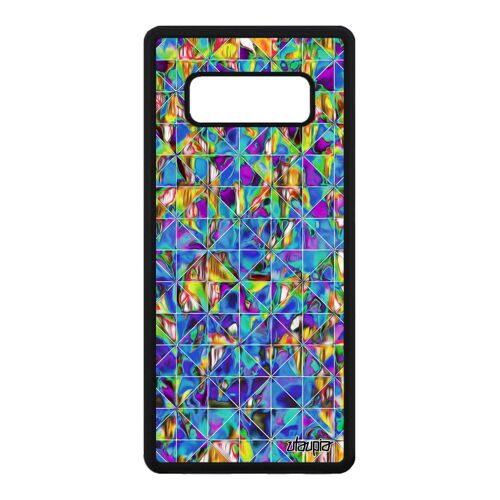 Coque Pour Samsung Galaxy Note 8 Silicone Design Carreau Motif Coloré Mobile Noir Carre Marbre Jaune Jolie Design Multicolore Effet