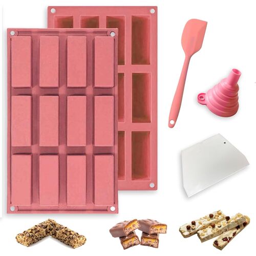 Kalanka-Xilmark (2x) Moule Silicone Barre De Céréales, Moule Silicone Patisserie, Moule Financier Silicone, Moules À Barres En Silicone Moule A Gateau, Moule Cupcake, Moule Muffins, Moule Brownie Set