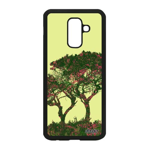 Coque Samsung Galaxy A6 Plus 2018 Silicone Arbres Fleurs Zen Etui Ecolo Ecologie Design 4g Noir Vert Metal Feuilles Paysage Nature
