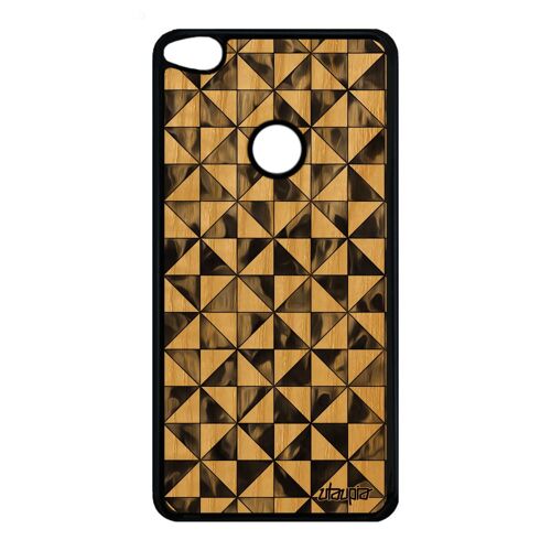 Coque silicone P9/P8 Lite 2017 en bois design carreau texture losange case fond motif geometrique housse marbre gris mobile Huawei
