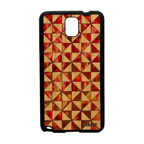 Coque silicone pour Samsung Note 3 bois design carreau souple coloré carre etui geometrique rouge personnalisé made in France galaxy