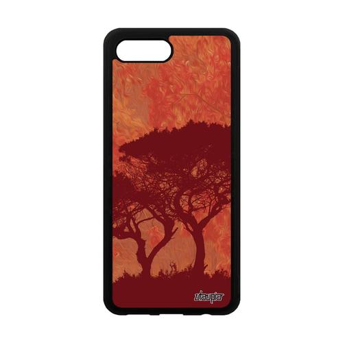 Coque arbres Honor 10 en silicone peinture savane soleil design 4G housse zen rouge afrique paysage antichoc nature ecolo ecologie